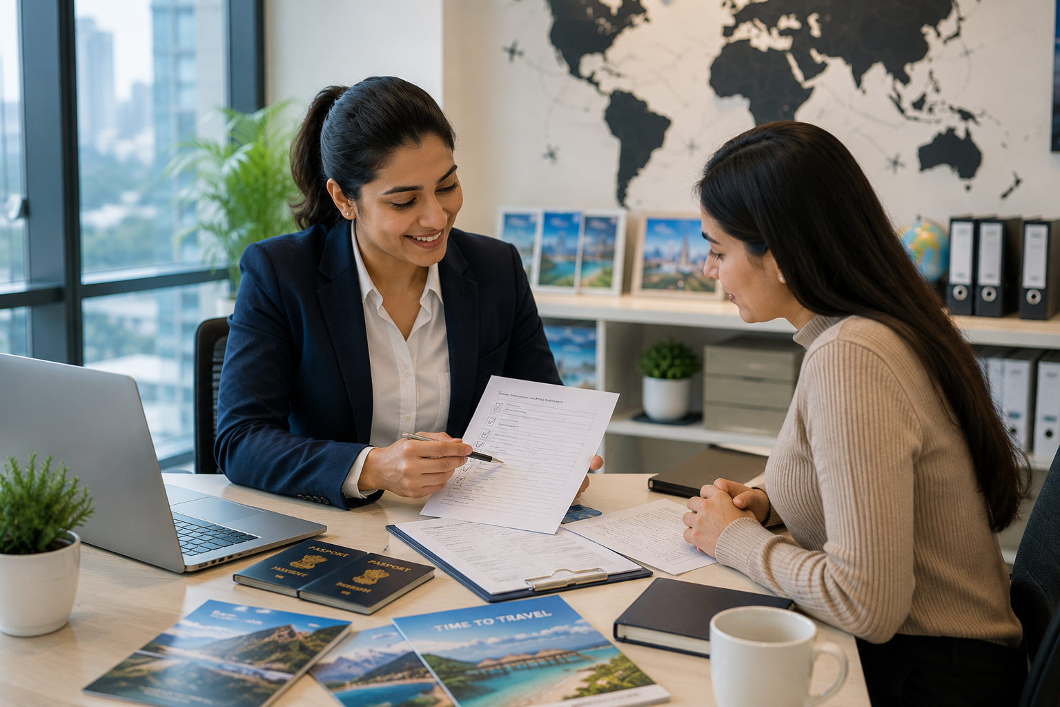 Visa consultant helping a client